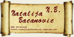 Natalija Bacanović vizit kartica